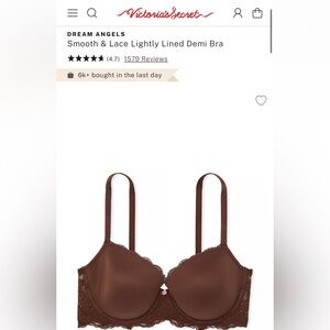 Victoria's Secret Dream Angels Smooth & Lace Bra (Light Maroon)